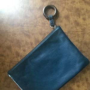 Navy Leather Ananas Clutch